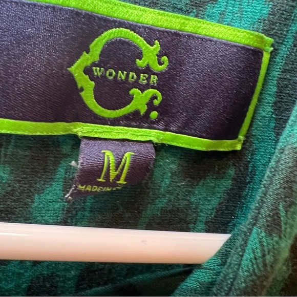 C Wonder Women’s Midi Emerald Green Leopard Dress With Pockets Pleats Size M - Picture 4 of 9